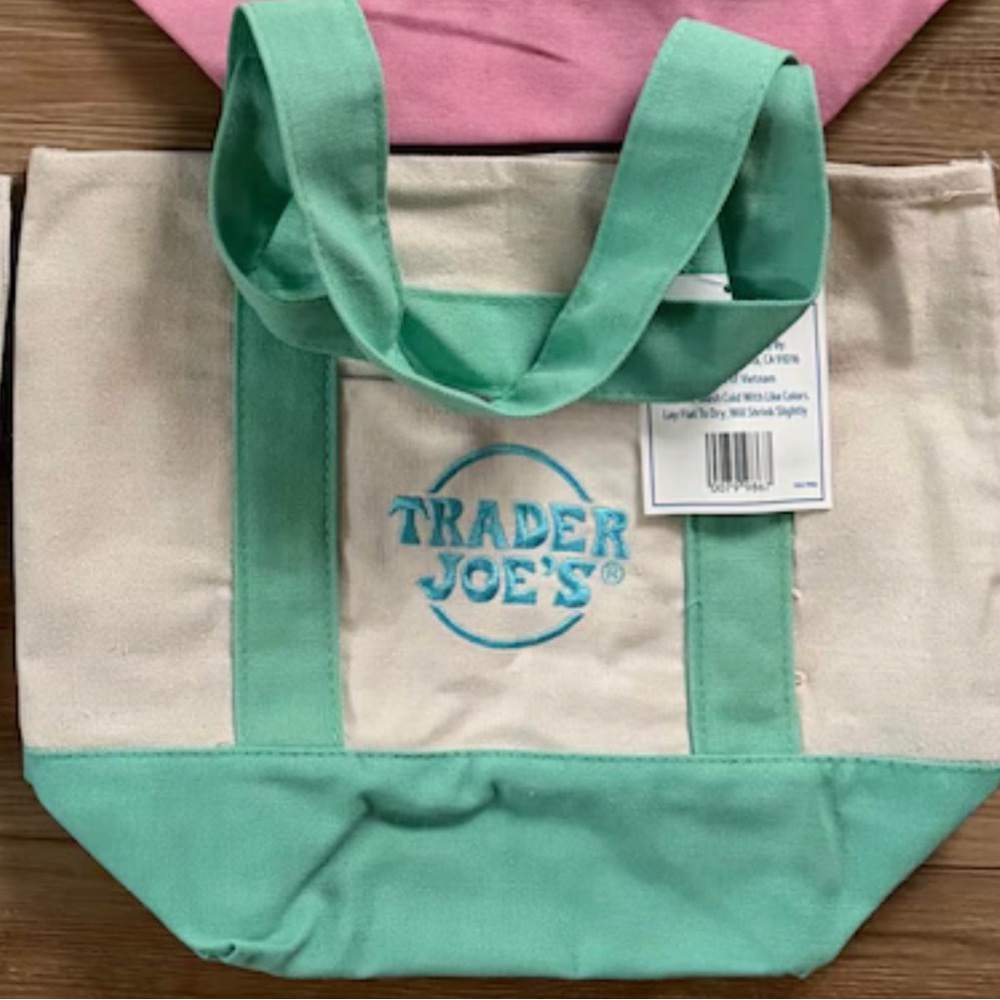 Trader Joe's Mint Green Canvas Tote Bag